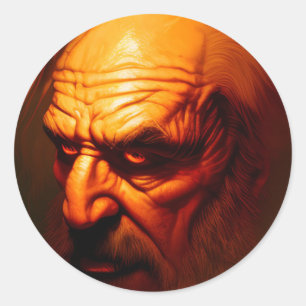 Horror creepy old Man Classic Round Sticker
