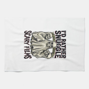 Horror Cuddle Shirt Funny Skull Ghost Movie Night  Tea Towel