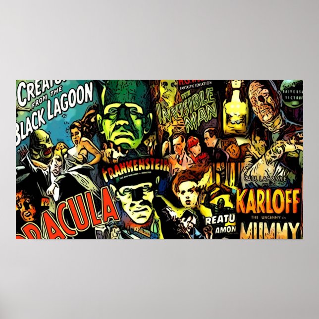 Horror cult universal monsters movies face mask poster (Front)