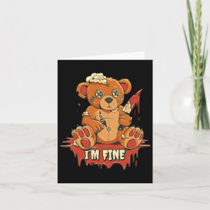 Horror Cute Vampire I'm Fine Bear Halloween Campin Card