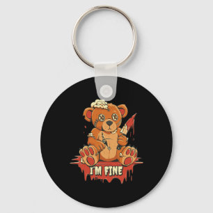 Horror Cute Vampire I'm Fine Bear Halloween Campin Key Ring