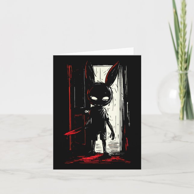 Horror Evil Bunny Rabbit Slasher Creepy Door Alt G Card (Front)