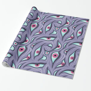 Horror Evil Eyes Purple Pastel Goth Witchy Wrapping Paper