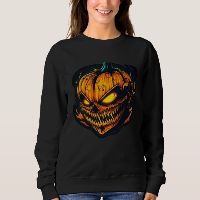 Horror Evil Pumpkin Nightmare Scary Terrifying Hal Sweatshirt (Front)