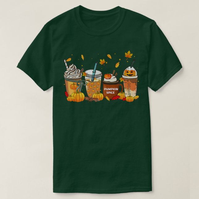 Horror Fall Coffee Jackolantern Halloween Pumpkin  T-Shirt (Design Front)