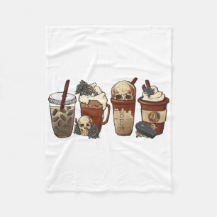 Horror Fall Coffee Pumpkin Spice Latte Iced Hallow Fleece Blanket