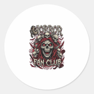 Horror Fan Club Halloween Screaming Skull Red Hood Classic Round Sticker
