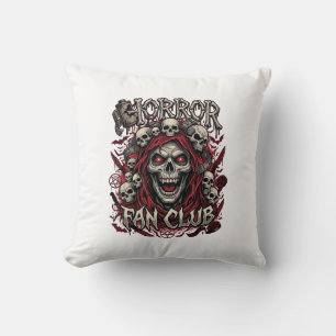 Horror Fan Club Halloween Screaming Skull Red Hood Cushion