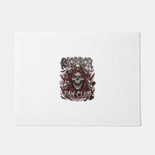 Horror Fan Club Halloween Screaming Skull Red Hood Doormat