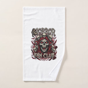 Horror Fan Club Halloween Screaming Skull Red Hood Hand Towel