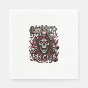 Horror Fan Club Halloween Screaming Skull Red Hood Napkin