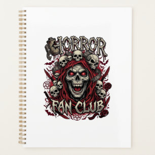 Horror Fan Club Halloween Screaming Skull Red Hood Planner