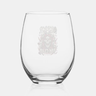 Horror Fan Club Halloween Screaming Skull Red Hood Stemless Wine Glass
