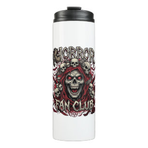 Horror Fan Club Halloween Screaming Skull Red Hood Thermal Tumbler