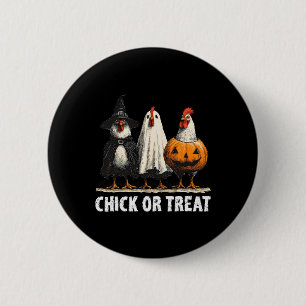 Horror Funny Chick Or Treat Chickens Ghost Witchy 6 Cm Round Badge