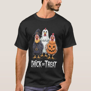 Horror Funny Chick Or Treat Chickens Ghost Witchy T-Shirt