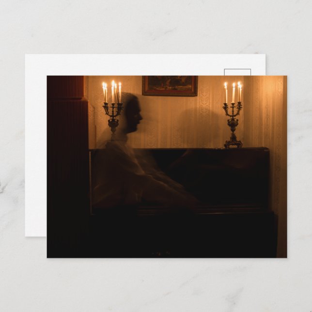 Horror ghosts in room. dancing couple postcard (Front/Back)