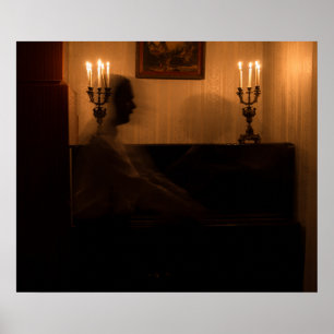 Horror ghosts in room. dancing couple poster