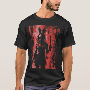 Horror Girl Bunny Mask Red Scary Slasher Goth Cree T-Shirt