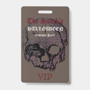 Horror Gothic Skull Halloween Costume Party VIP  ID Badge
