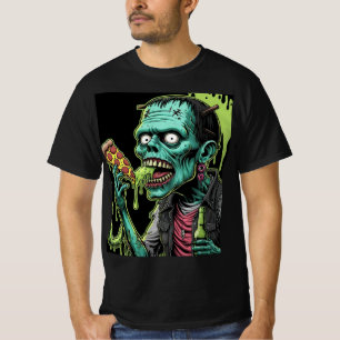 Horror Halloween Zombie: Frankenstein Pizza Feast T-Shirt