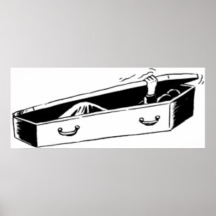 Horror Hand Emerging from Coffin Poster