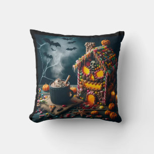 horror house in candy colorful with hot chocolate cushion