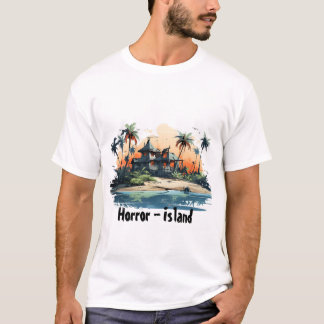 Horror Island with Whimsical Cartoon Design T-Shirt