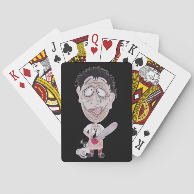 Horror Movie Butcher Funny Caricature Playing Card (Back)