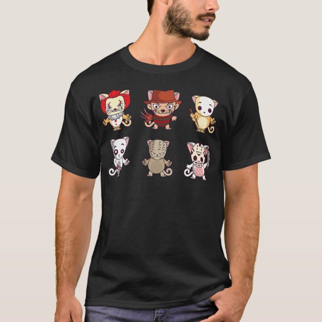 Horror Movie Characters Cat T-Shirt (Front)