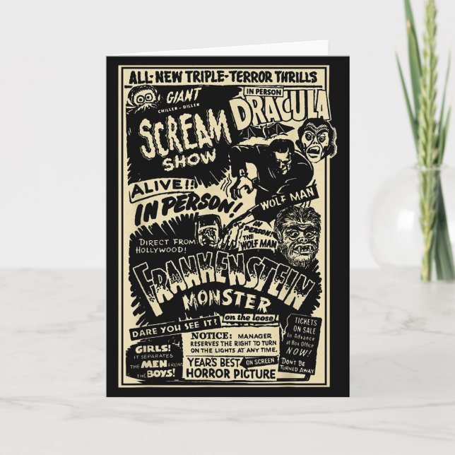 Horror Movie Monster Mummy Dracula Werewolf Franke Card (Front)