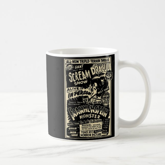 Horror Movie Monster Mummy Dracula Werewolf Franke Coffee Mug (Right)