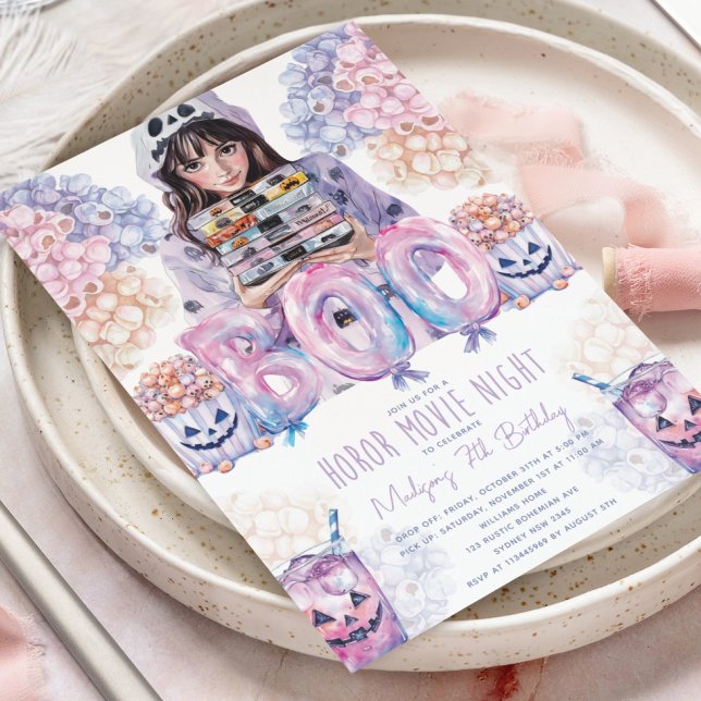 Horror Movie Night Slumber Halloween Birthday Invitation (Creator Uploaded)