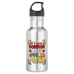 Horror Movie Pizza Halloween Pumpkin Skull Slice_1 532 Ml Water Bottle