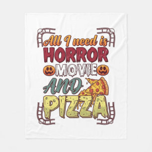 Horror Movie Pizza Halloween Pumpkin Skull Slice_1 Fleece Blanket
