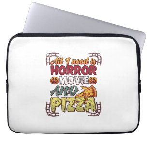 Horror Movie Pizza Halloween Pumpkin Skull Slice_1 Laptop Sleeve