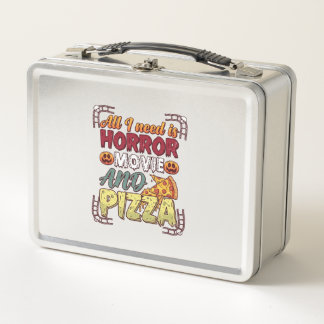 Horror Movie Pizza Halloween Pumpkin Skull Slice_1 Metal Lunch Box