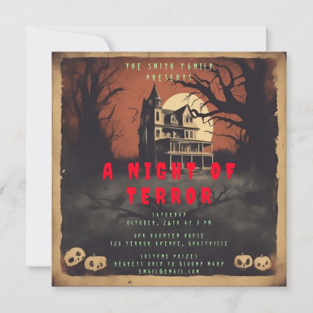 Horror Movie Poster Halloween Party Invitation (Front)