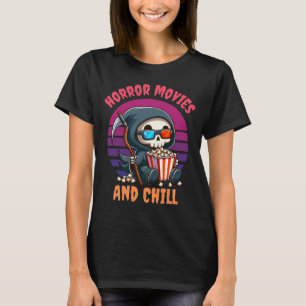 Horror Movies And Chill Cute Grim Reaper Design T-Shirt
