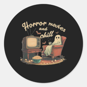 Horror Movies And Chill Ghost Classic Round Sticker