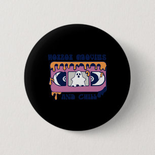 Horror Movies And Chill Retro Video Tape Halloween 6 Cm Round Badge