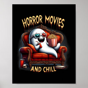 Horror Movies And Chill Spooky Halloween Ghost Mov Poster