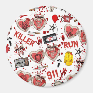 Horror Movies Blood Splatter Badge Magnet