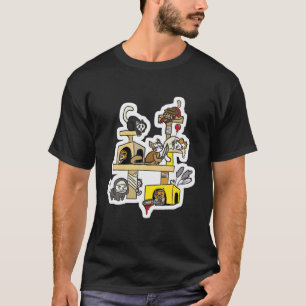 Horror Movies Fan Cute Kitten Cats Character Funny T-Shirt