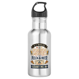 Horror Movies Pizza Beer Funny Halloween_1 532 Ml Water Bottle