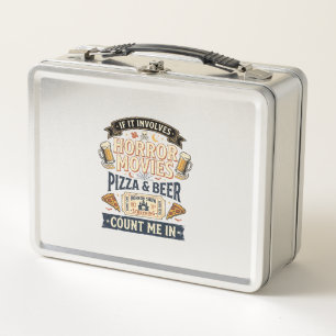 Horror Movies Pizza Beer Funny Halloween_1 Metal Lunch Box