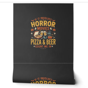 Horror Movies Pizza Beer Halloween Design_1 Wallpaper