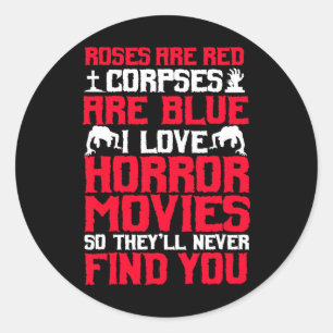 Horror Movies Thriller Halloween Fans Scary Film L Classic Round Sticker