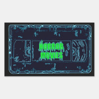 Horror Movies VHS-Blue/Green Rectangular Sticker