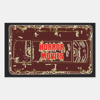 Horror Movies VHS-Red/Red Rectangular Sticker